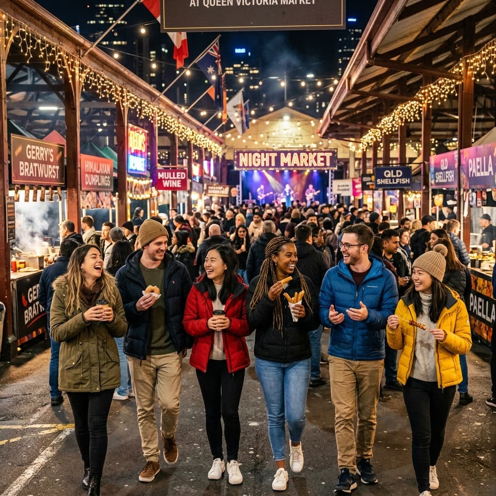 Christmas in July: ELICOS students explore Melbourne's Winter Night Market